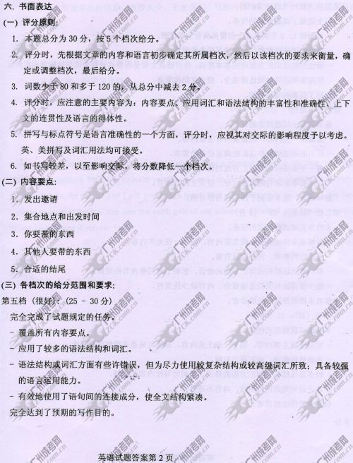 贵州省成人高考2014年统一考试英语真题B卷参考答案